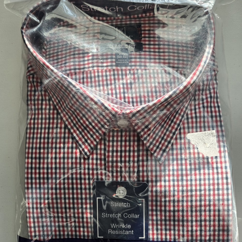 George Red and Blue Plaid Men's Dress Shirt